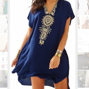 Lilly Pulitzer Chai V-Neck Caftan Dress True Navy - size S/M NWT